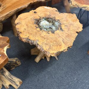 Flower Epoxy Mimba Burl Coffee Table