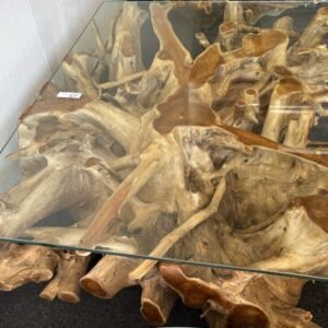 teakglass 48" Teak Root Coffed Table Glass Top